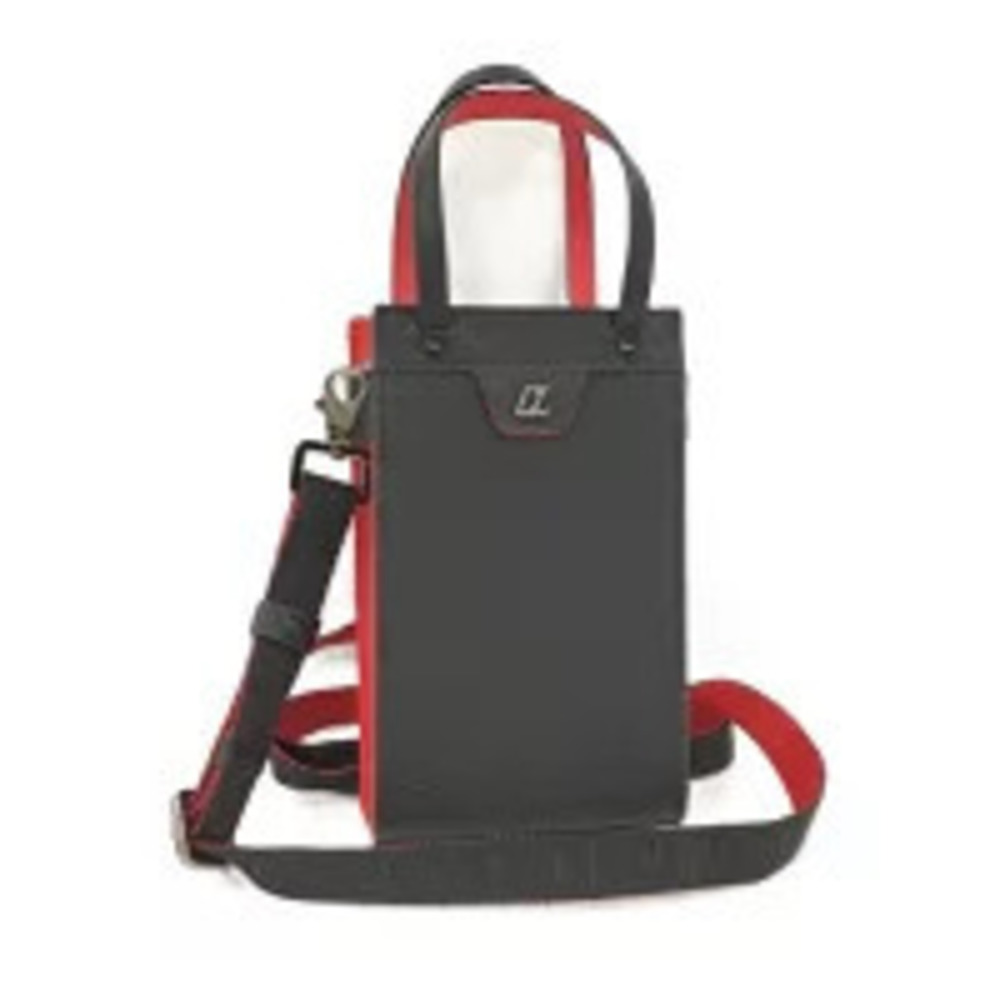 Christian Louboutin Lewis Tote Pouch Clutch Leather Black Red